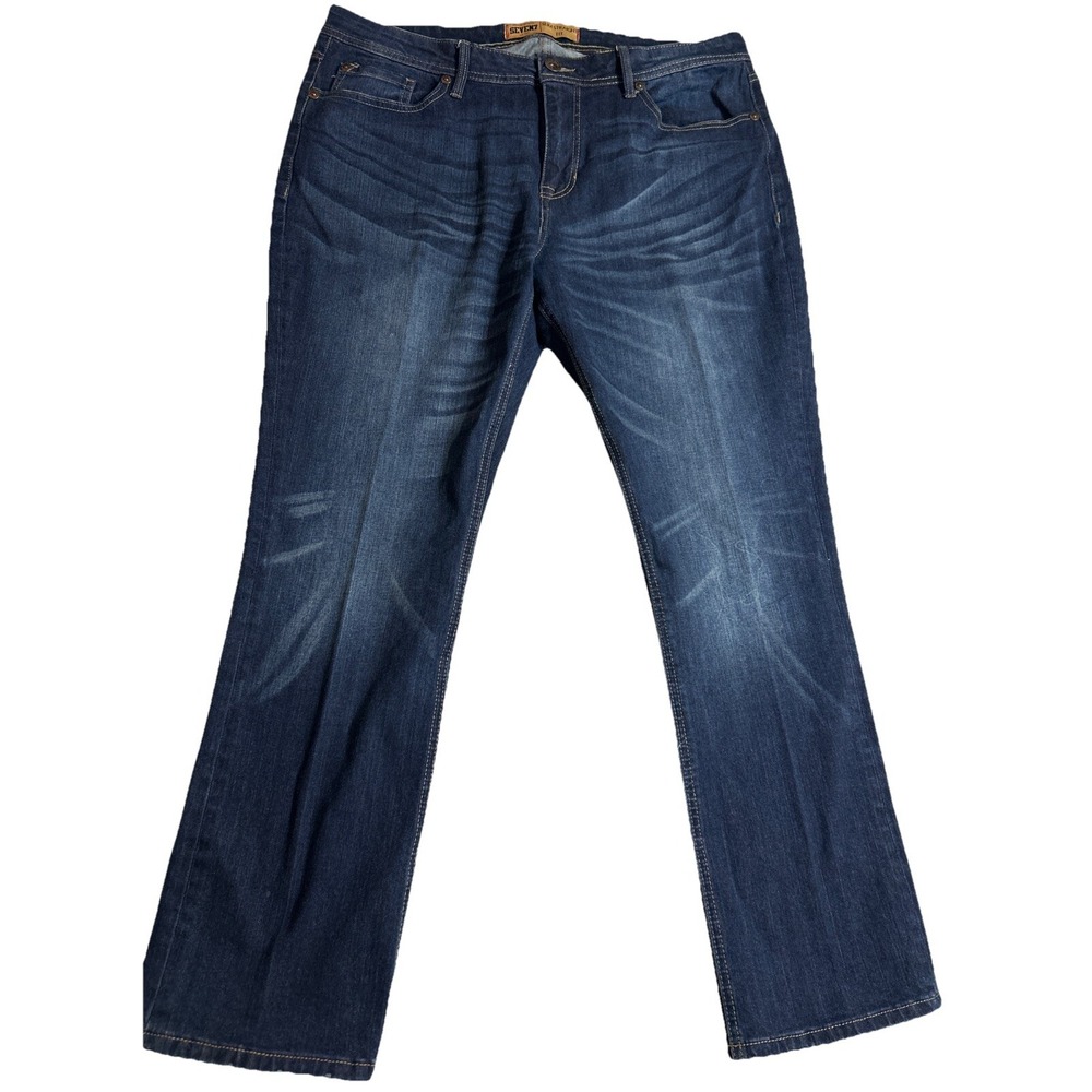 Seven7 Men's Slim Straight Fit‎ Dark Wash Jeans, Size 38x30, Stretch